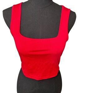Bold Red Square Minimalist Neck Tank Top Size Medium
